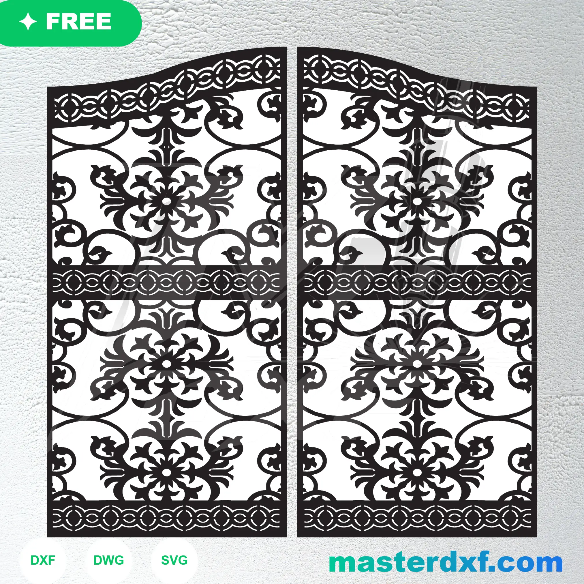 Islamic Mosque Minarets and Dome Silhouette Privacy Screen File DXF File